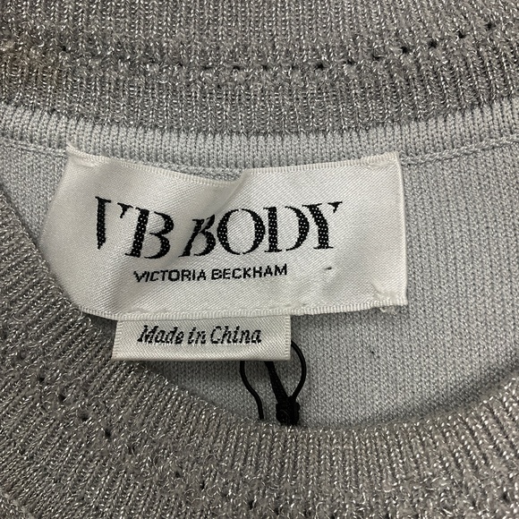 VB BODY BY VICTORIA BECKHAM SILVER LUREX FITTED MINI DRESS - Picture 4 of 6